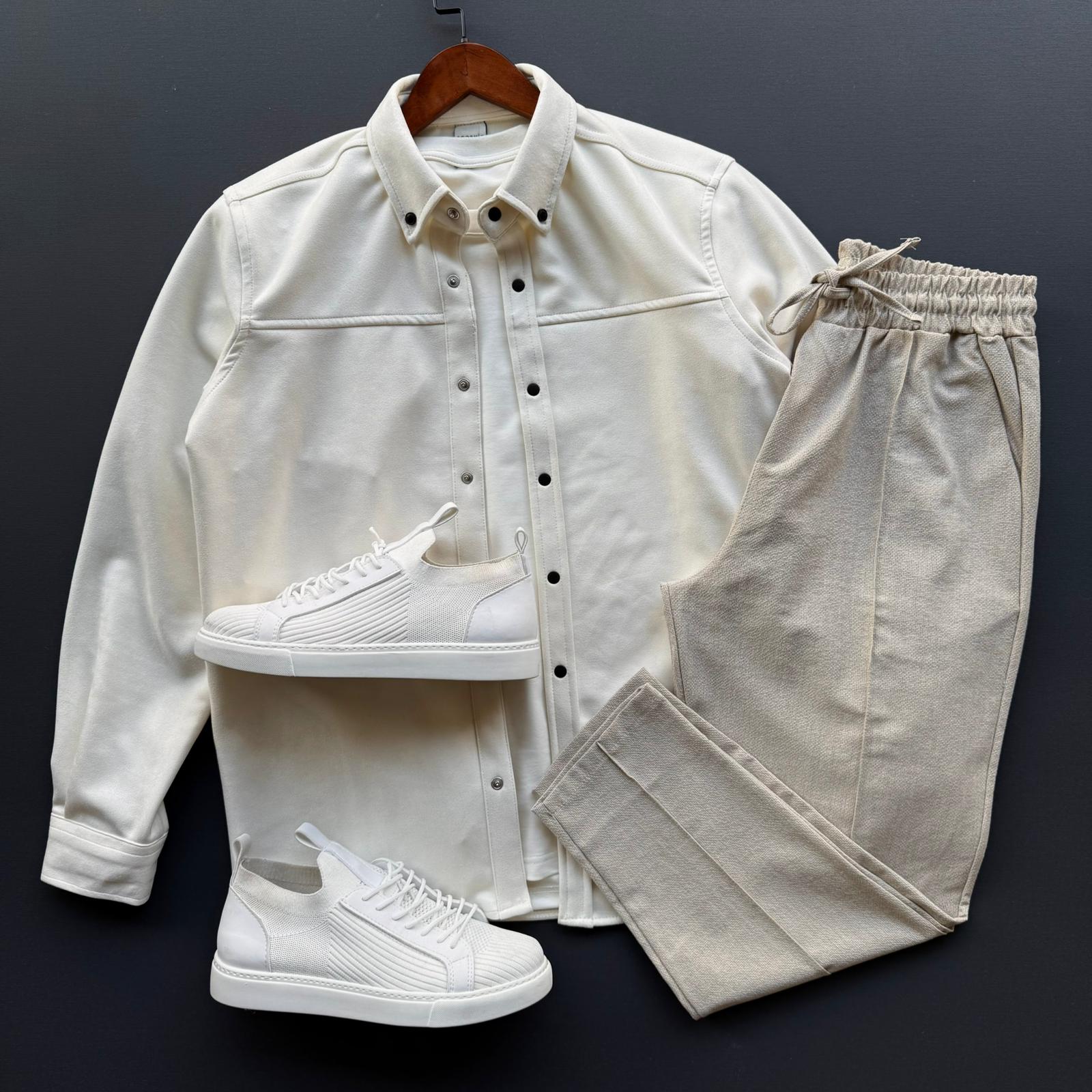 Nubuk Ceket + Waffle Pantolon Kombin