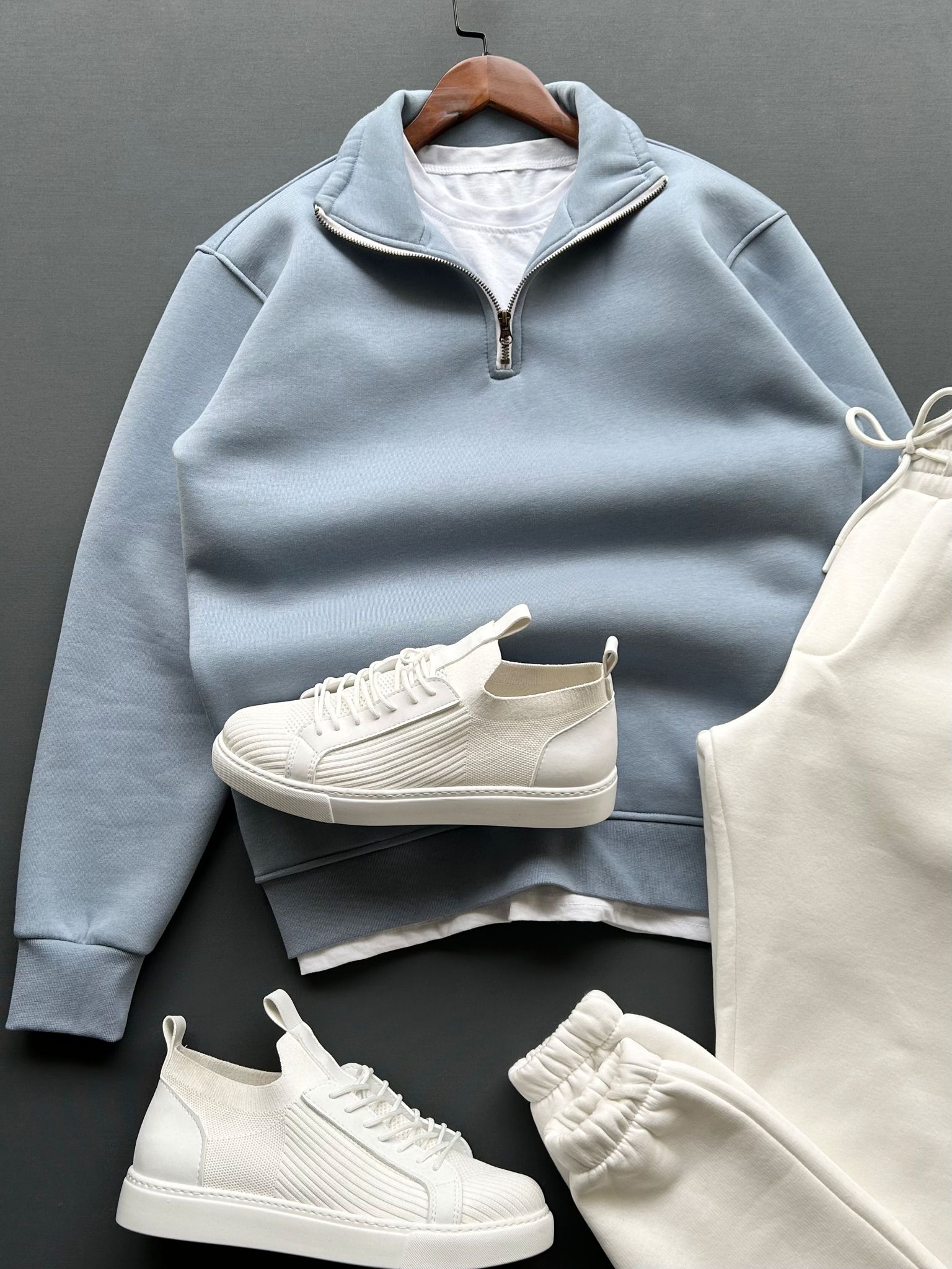 Üç İplik Şardonlu Sweatshirt + Eşofman Takım