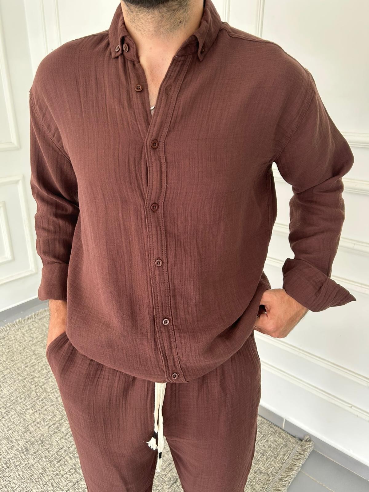 2 Adet Müslin Keten Oversize Gömlek