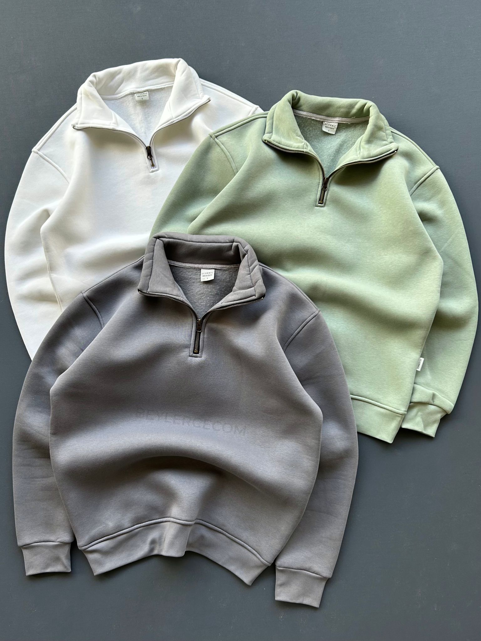 3 Adet Fermuar Yakalı Sweatshirt