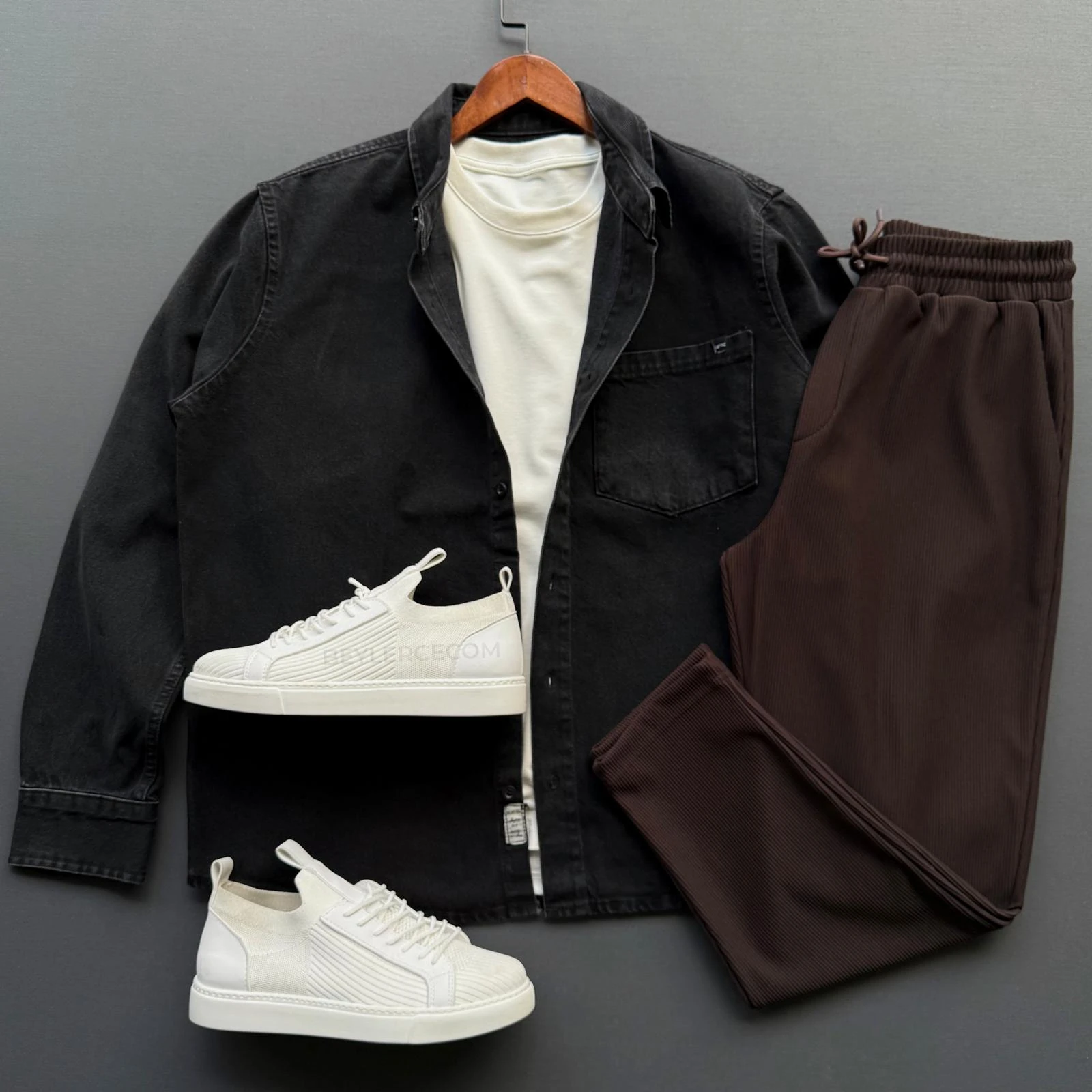 Oversize Kot Ceket + Boyfriend Fitilli Pantolon Kombin