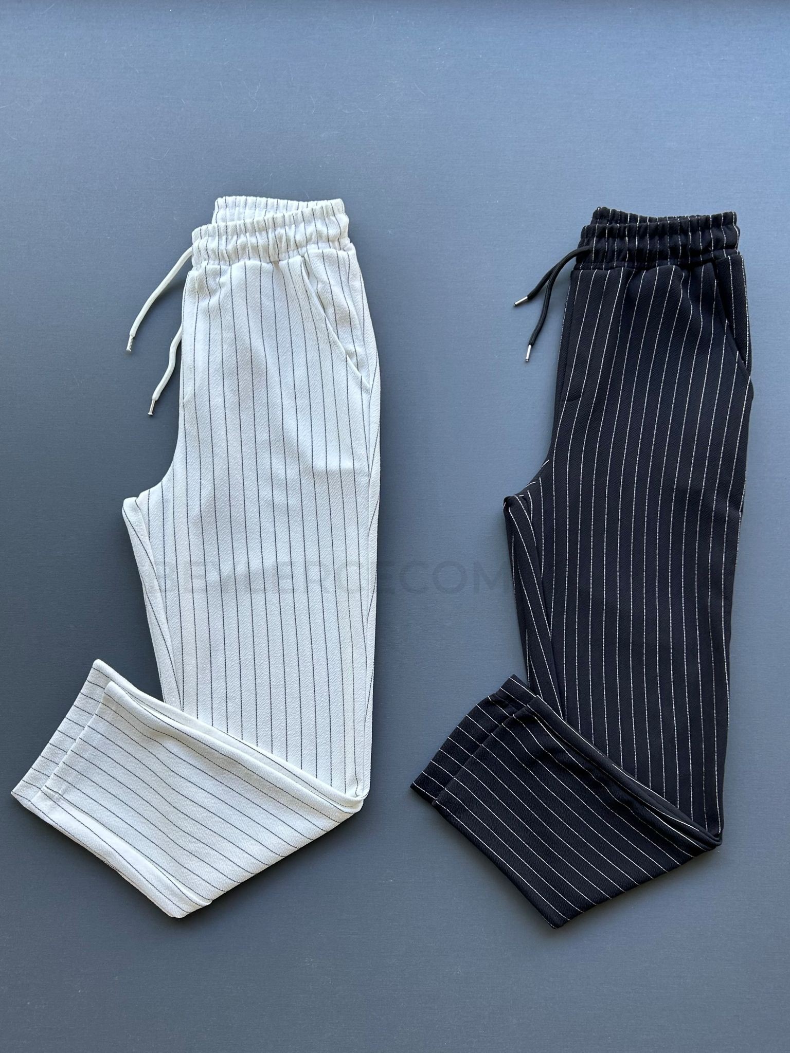 2 Adet Krep Kumaş Çizgili Pantolon