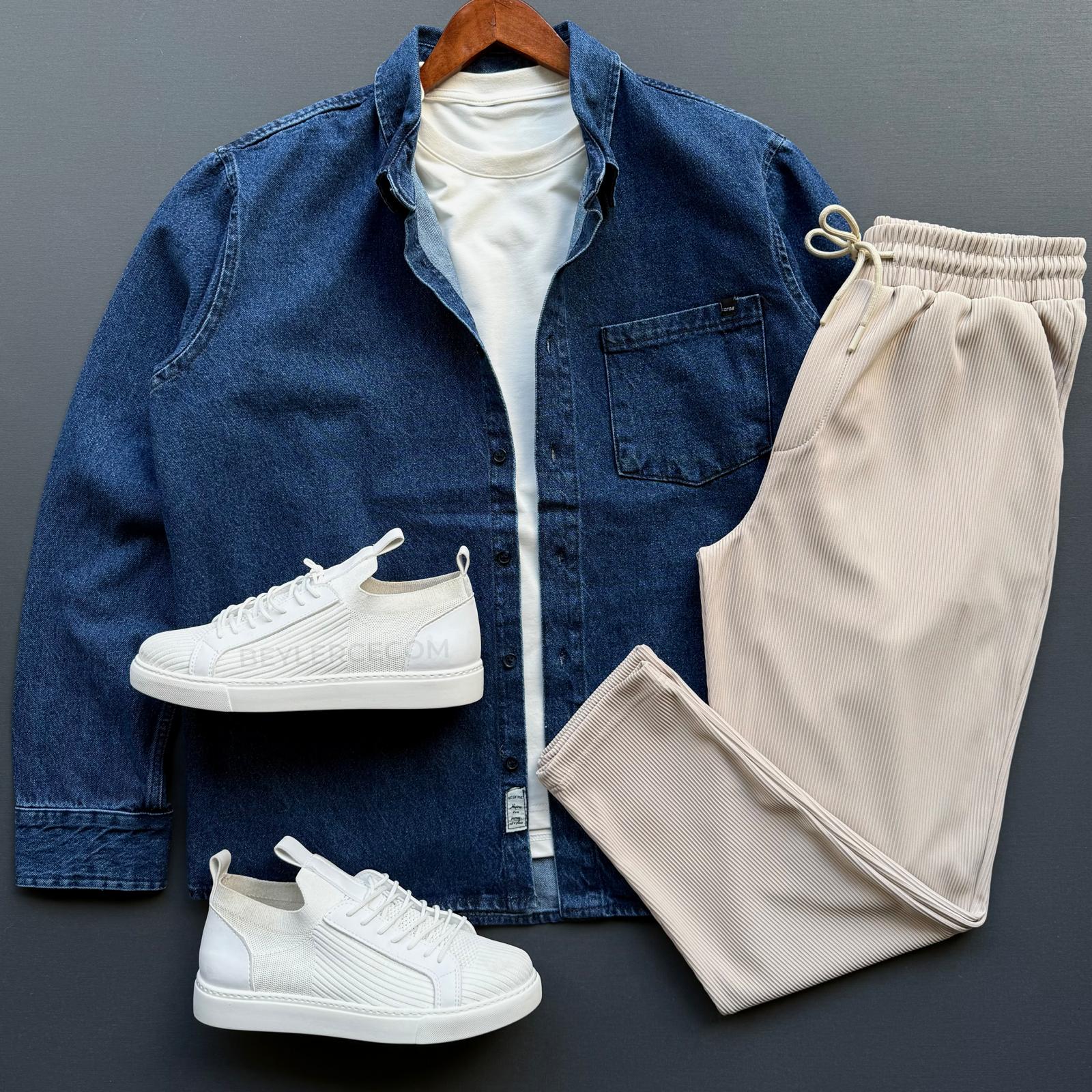 Oversize Kot Ceket + Boyfriend Fitilli Pantolon Kombin