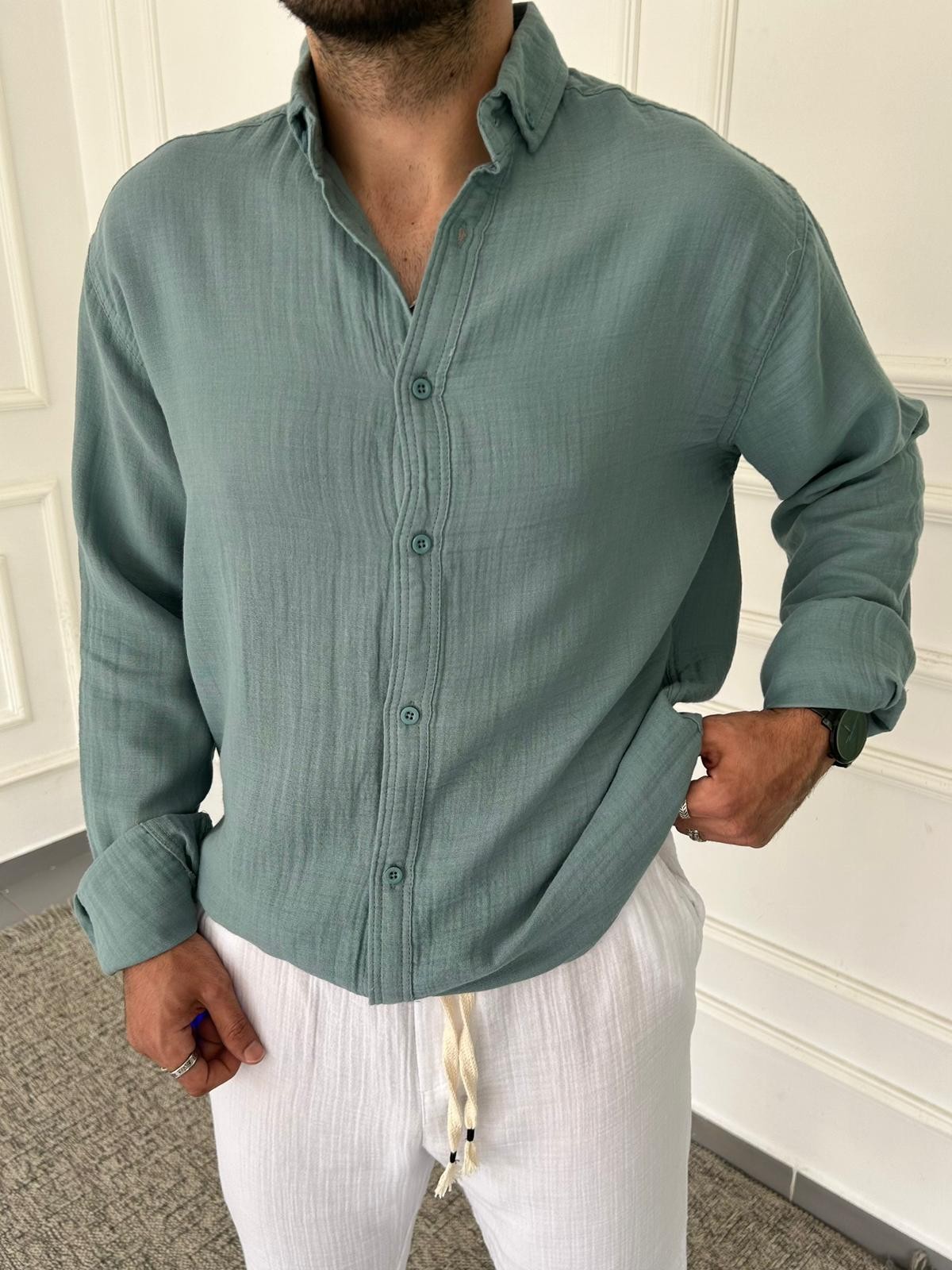 2 Adet Müslin Keten Oversize Gömlek