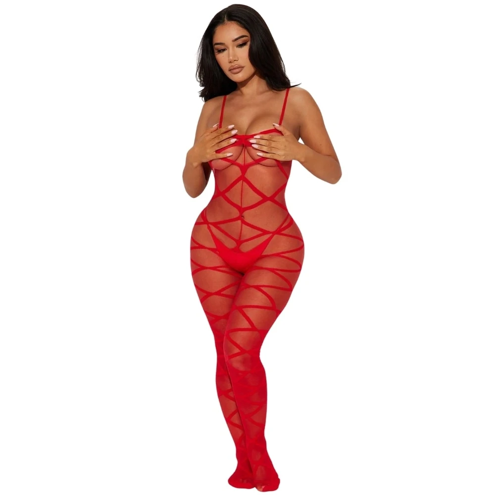 Başka Erotica Wear Askılı Çapraz Şeritli Fantezi Vücut Çorabı