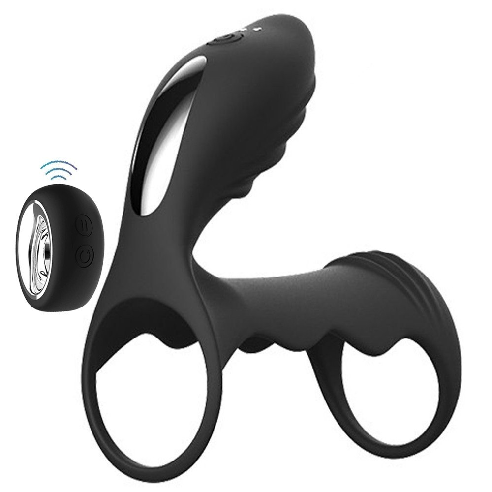 bAŞKa Cockring Clitoral Stimulation Uzaktan Kumandalı Penis Kafesi-Siyah