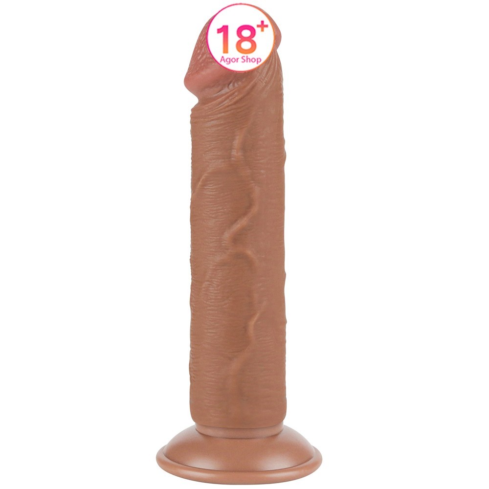 Lovetoy Sliding Skin Dual Layer Dong Brown 20 Cm Testissiz Realistik Penis LV317306