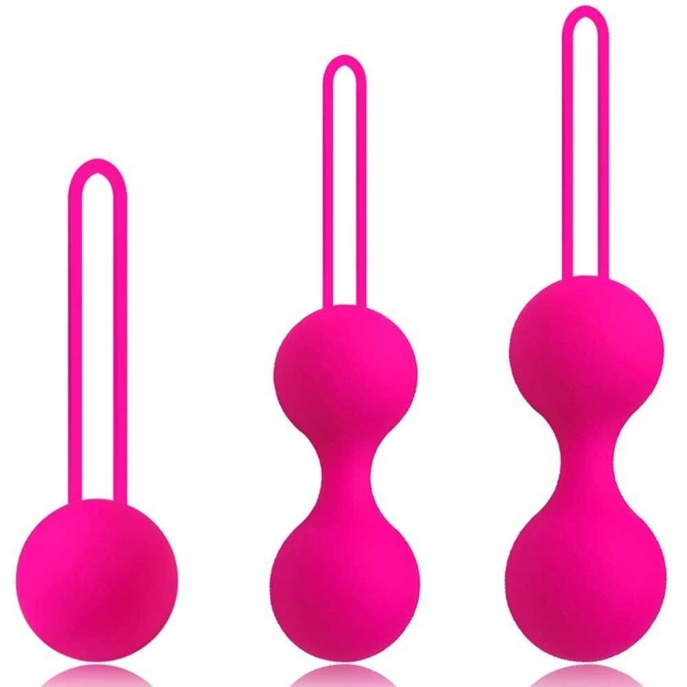 bAŞKa Kegel Benwa Ball Medium Medikal Silikon Metal Jiggle Kegel Set-Pink