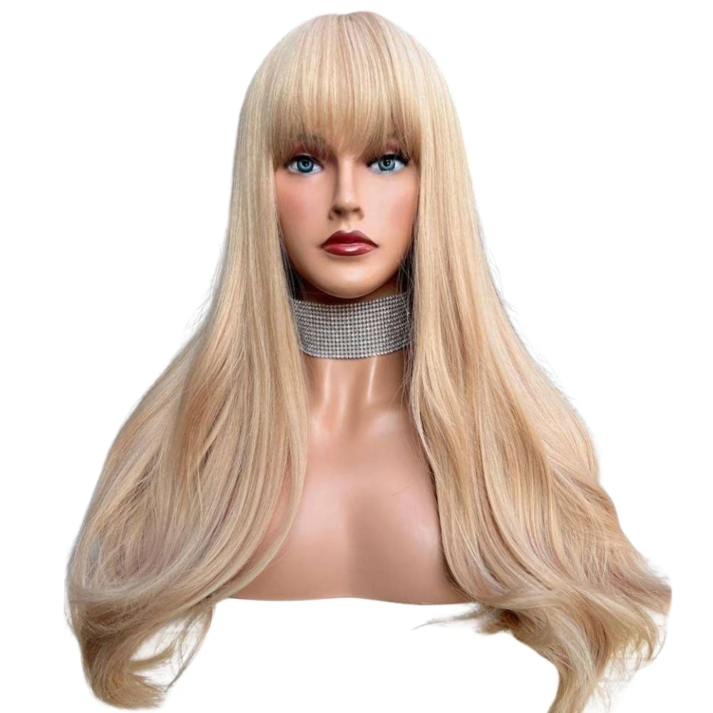 Başka Toupee Hair Kanekalon Fiber Orta Boy Bebek Sarısı Uzun Perçemli Peruk