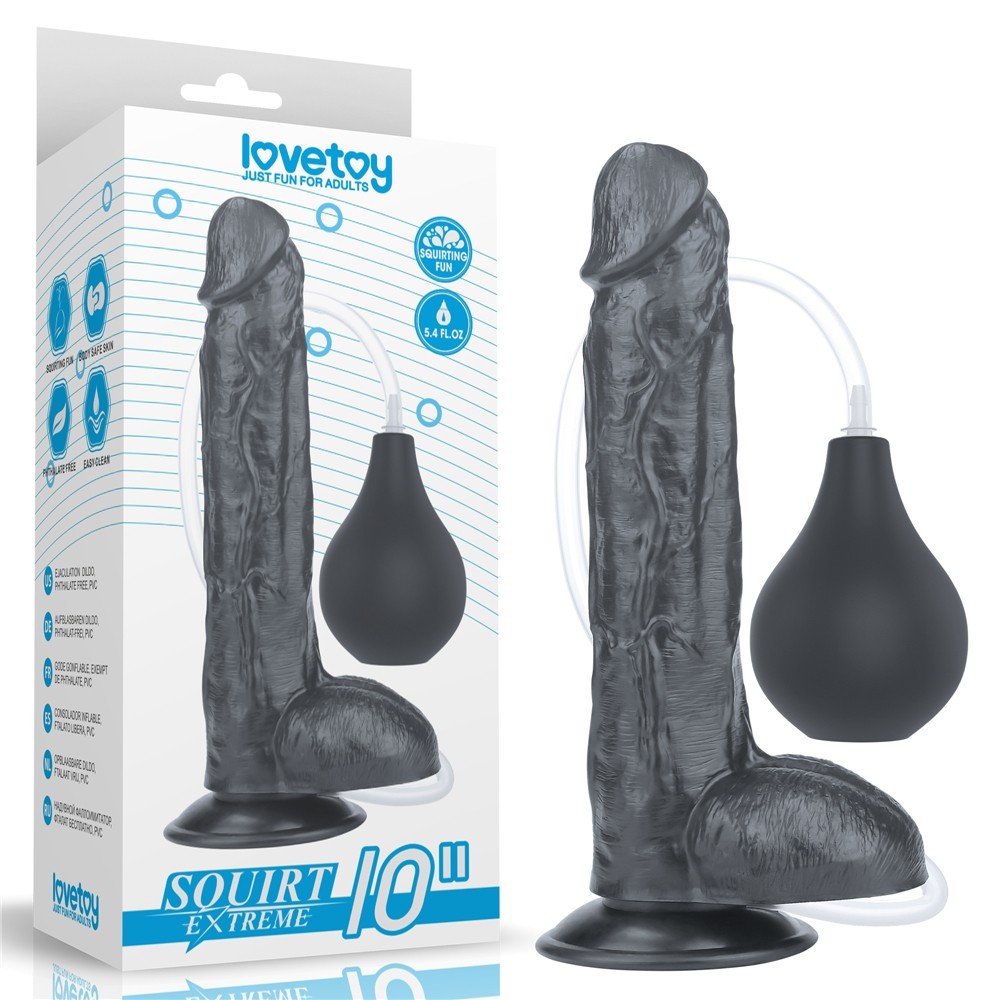 Lovetoy Squirt Extreme Dildo Black 25 Cm Boşalabilir Realistik Penis LV116025