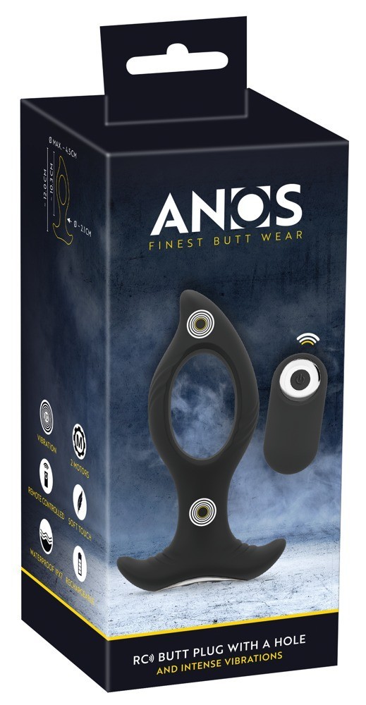 Anos Finest Butt Wear Remote Control Butt Plug With A Hole Delikli Anal Vibratör
