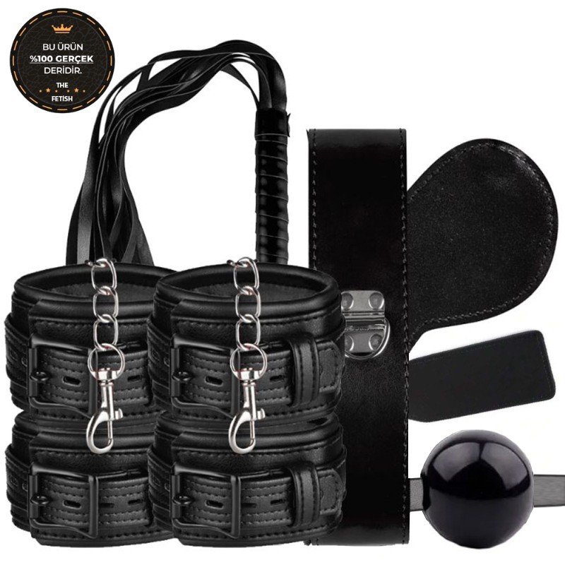 bAŞKa The Fetish Organic Leather Black 7'li Hakiki Deri Fetiş Pozisyon Seti-Siyah