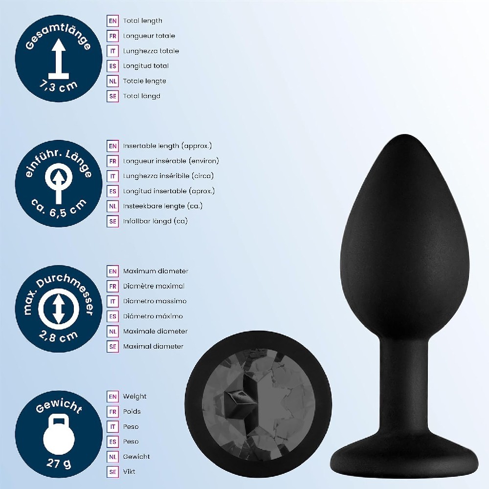bAŞKa Anal Fantasy Silicone Black Taşlı Silikon Anal Plug