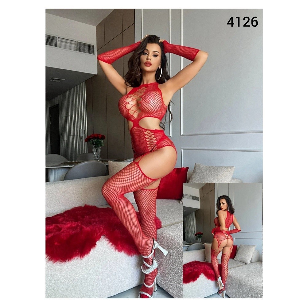 bAŞKa Vivaldy File Seksi Vücut Çorabı-Kırmızı