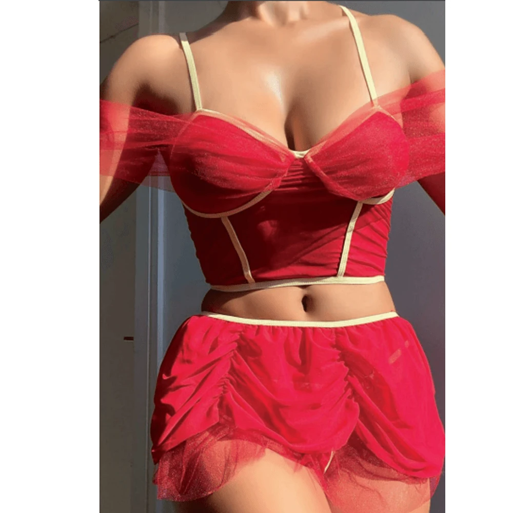 bAŞKa Fantasy Wear Kırmızı Tül Detaylı Gecelik