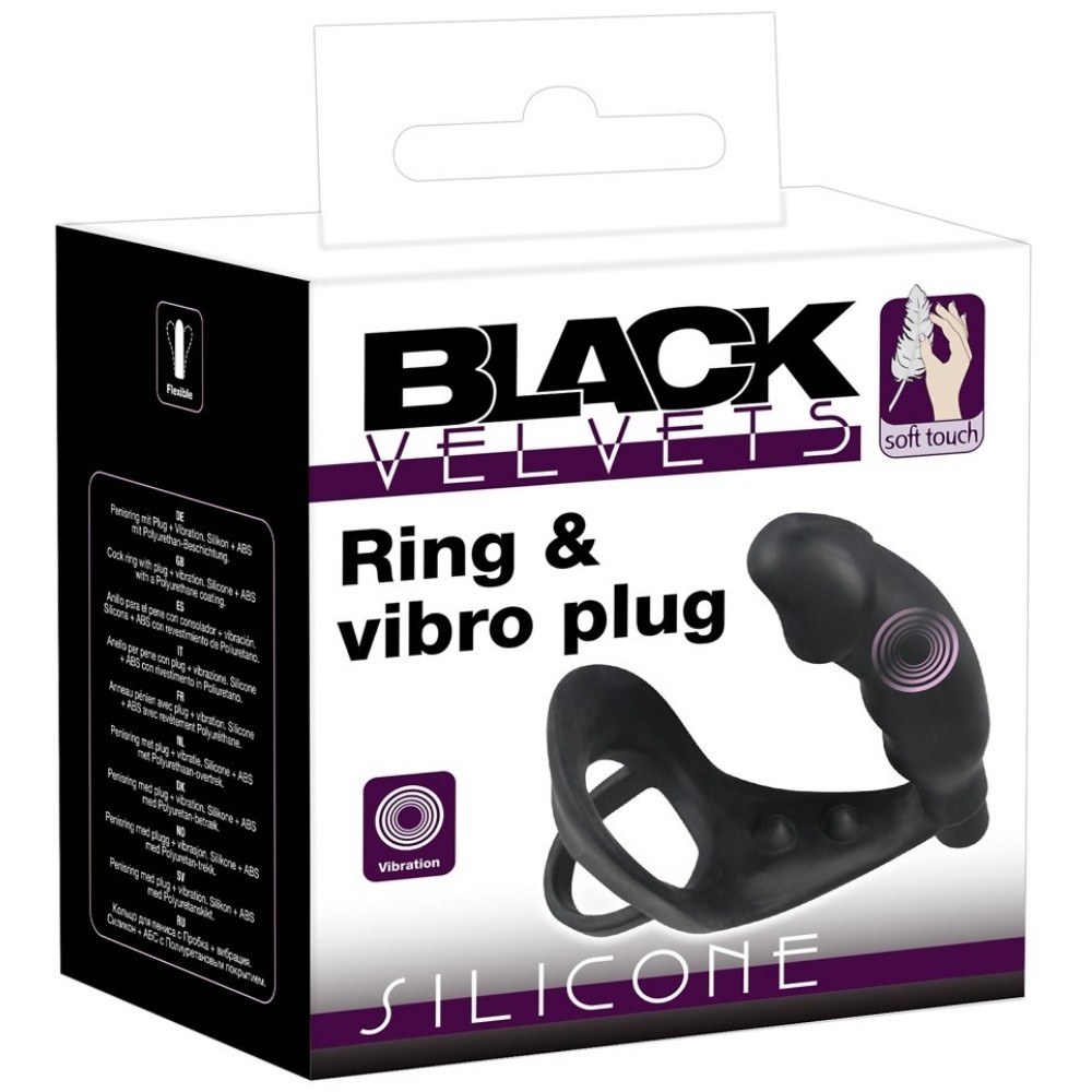 Black Velvets Ring Vibro Plug Titreşimli Penis Halkası ve Anal Vibratör