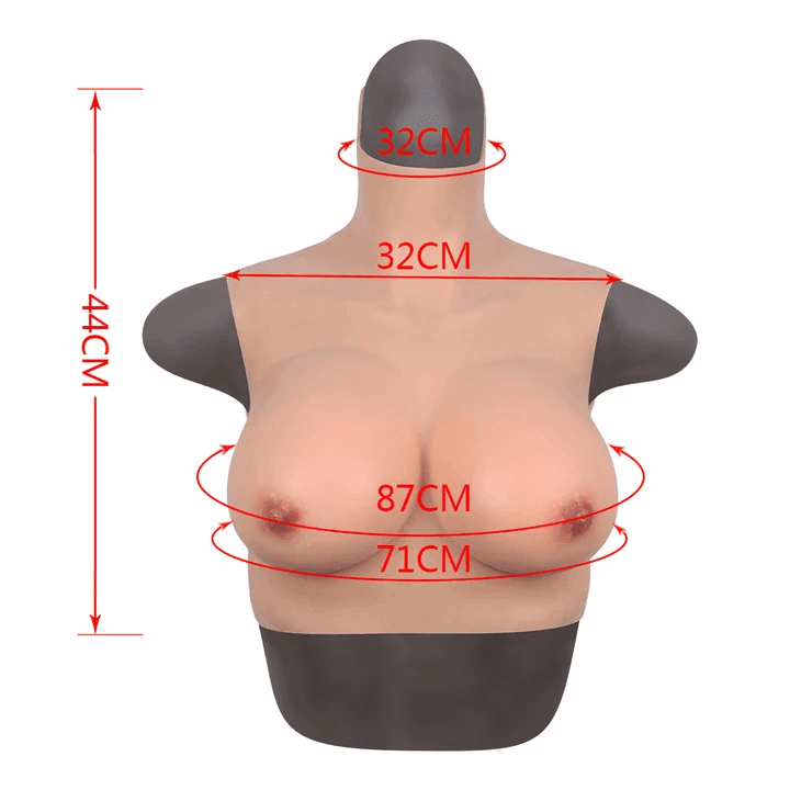 bAŞKa Bodysuit Crossdresser Boyunlu Giyilebilir Silikon Göğüs Cup C