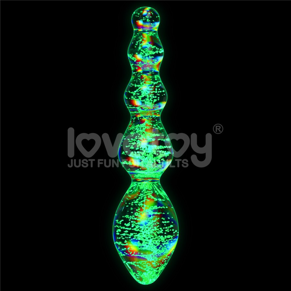 Lovetoy Glow-in-the-dark Twilight Gleam Glass Dildo-Tantalizing Orbs Cam Dildo LV610002