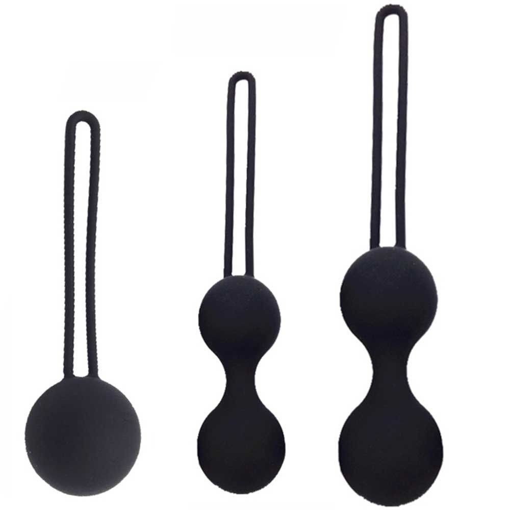 bAŞKa Kegel Benwa Ball Medikal Silikon Metal Jiggle Kegel Top Set-Siyah