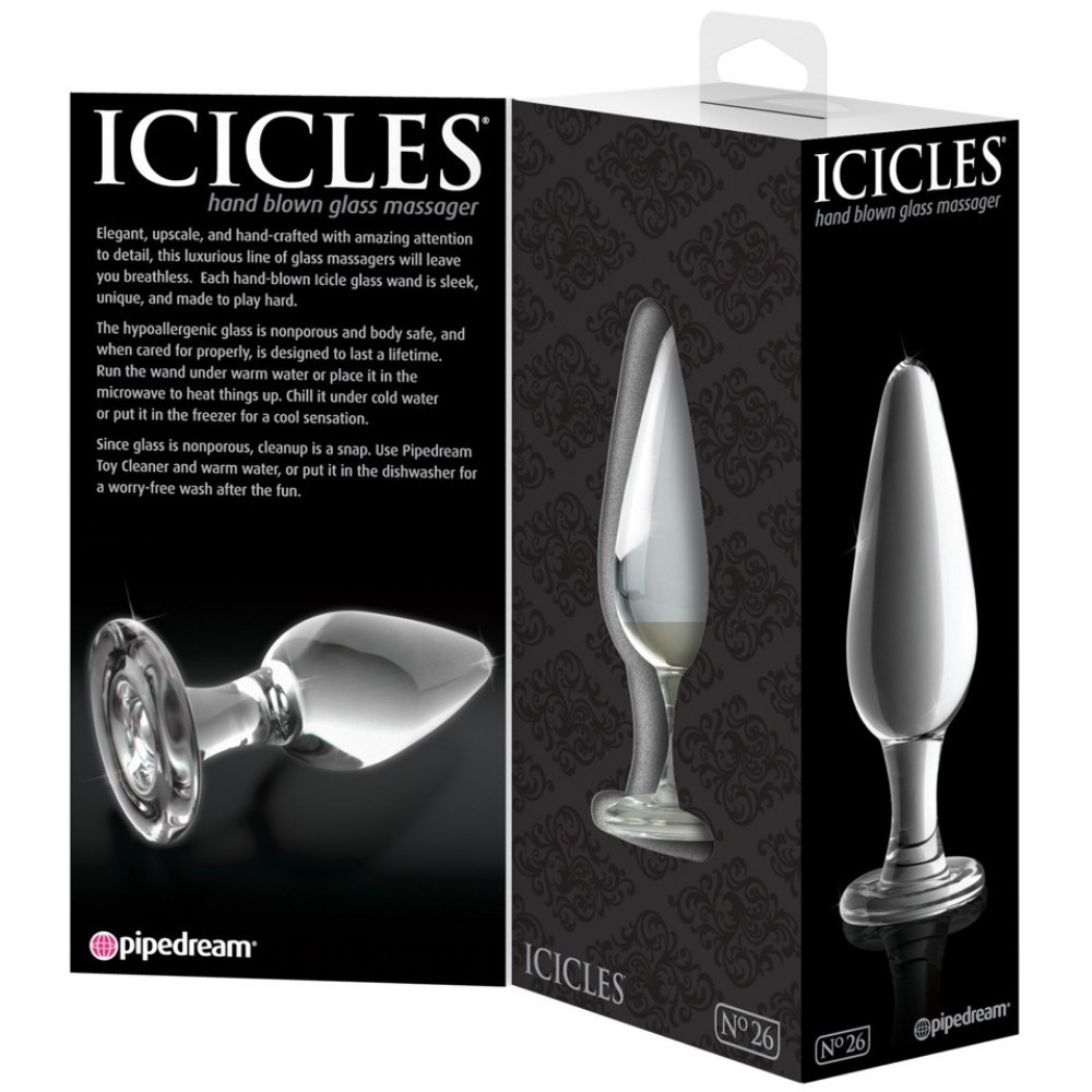 Pipedream İcicles No. 26 Hand Blown Glass Massager Cam Plug