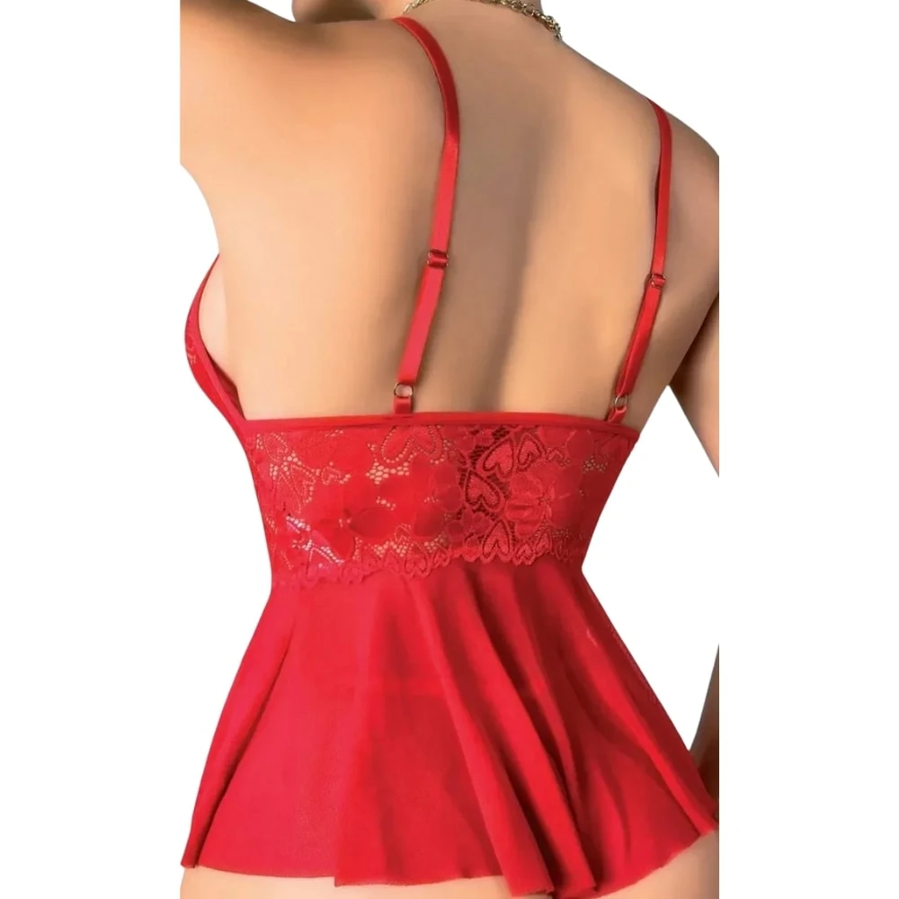 Başka Fantasy Wear Kırmızı Dantel İşlemeli Fantezi Body Gecelik