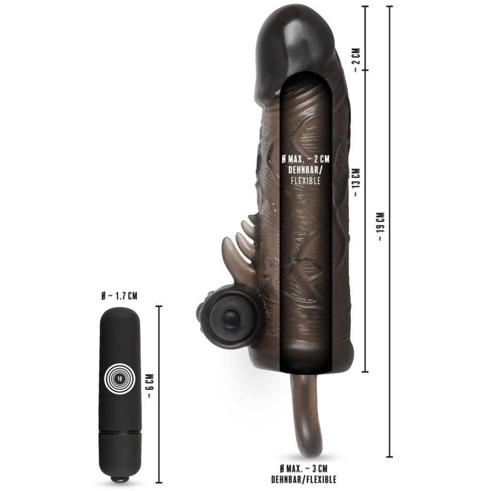 Rebel Men's Gear Extension Regular Fit Testis Geçirmeli Titreşimli Penis Kılıfı