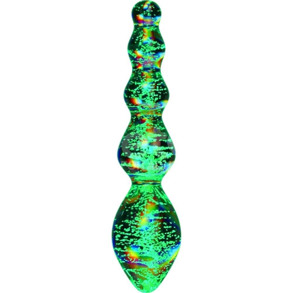 Lovetoy Glow-in-the-dark Twilight Gleam Glass Dildo-Tantalizing Orbs Cam Dildo LV610002