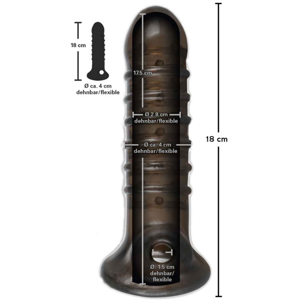 Rebel Men's Gear Dick Ball Sleeve 18 Cm Testis Geçirmeli Penis Kılıfı