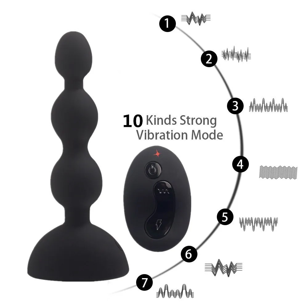Aphrodisia Silicone Beads Uzaktan Kumandalı Boncuk Anal Vibratör-Purple