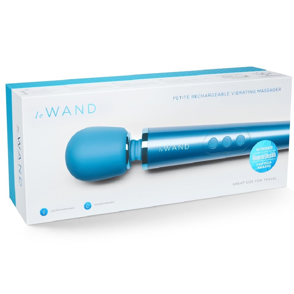 Le Wand Petite Rechargeable Vibrating Body Massager Masaj Wand Vibratör-Blue