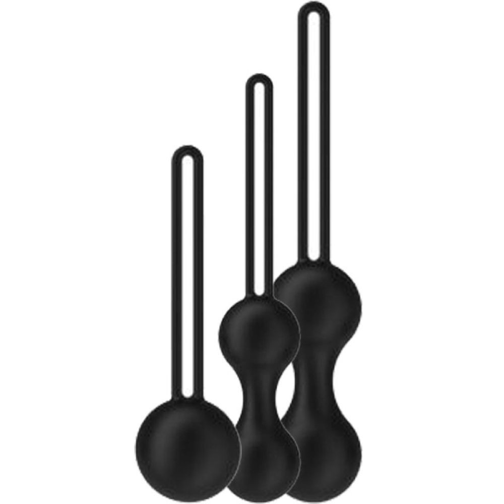 bAŞKa Kegel Benwa Ball Medikal Silikon Metal Jiggle Kegel Top Set-Siyah