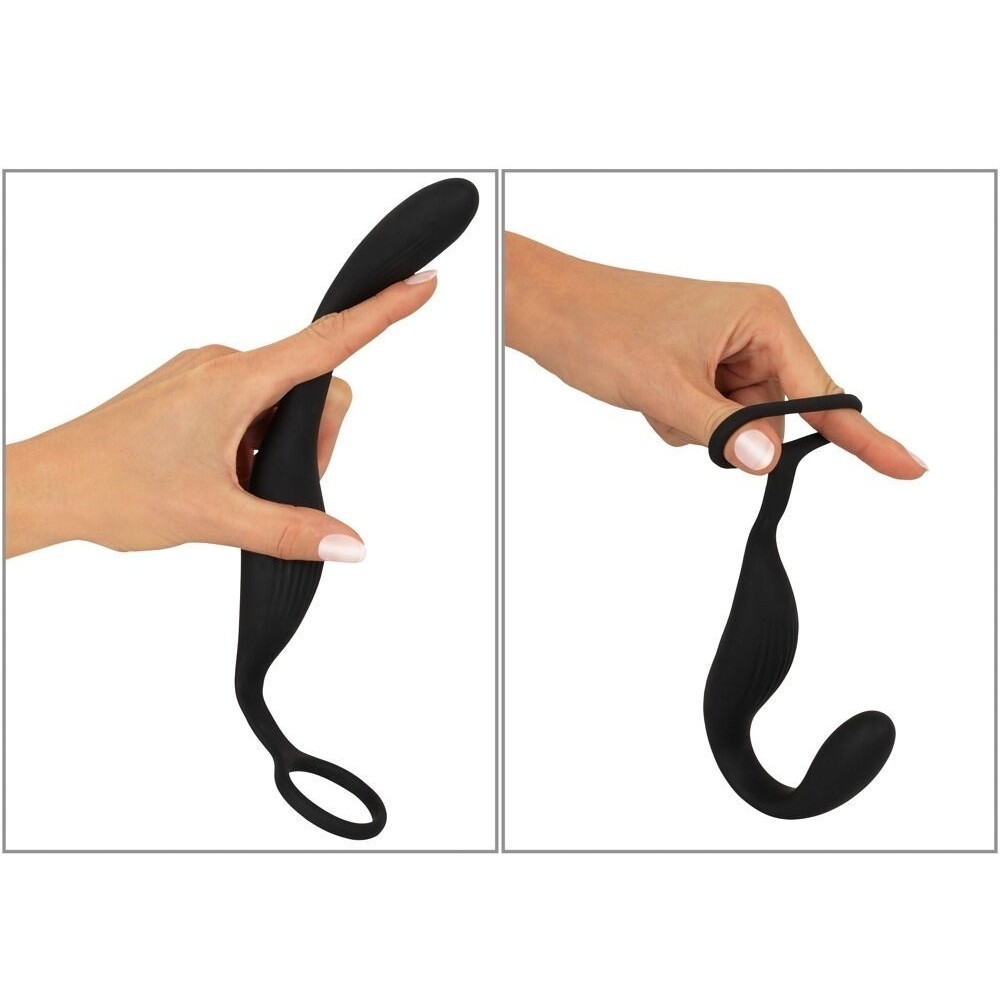 Black Velvets Cock Ring With Remote Control Butt Plug Penis Halkası ve Anal Plug