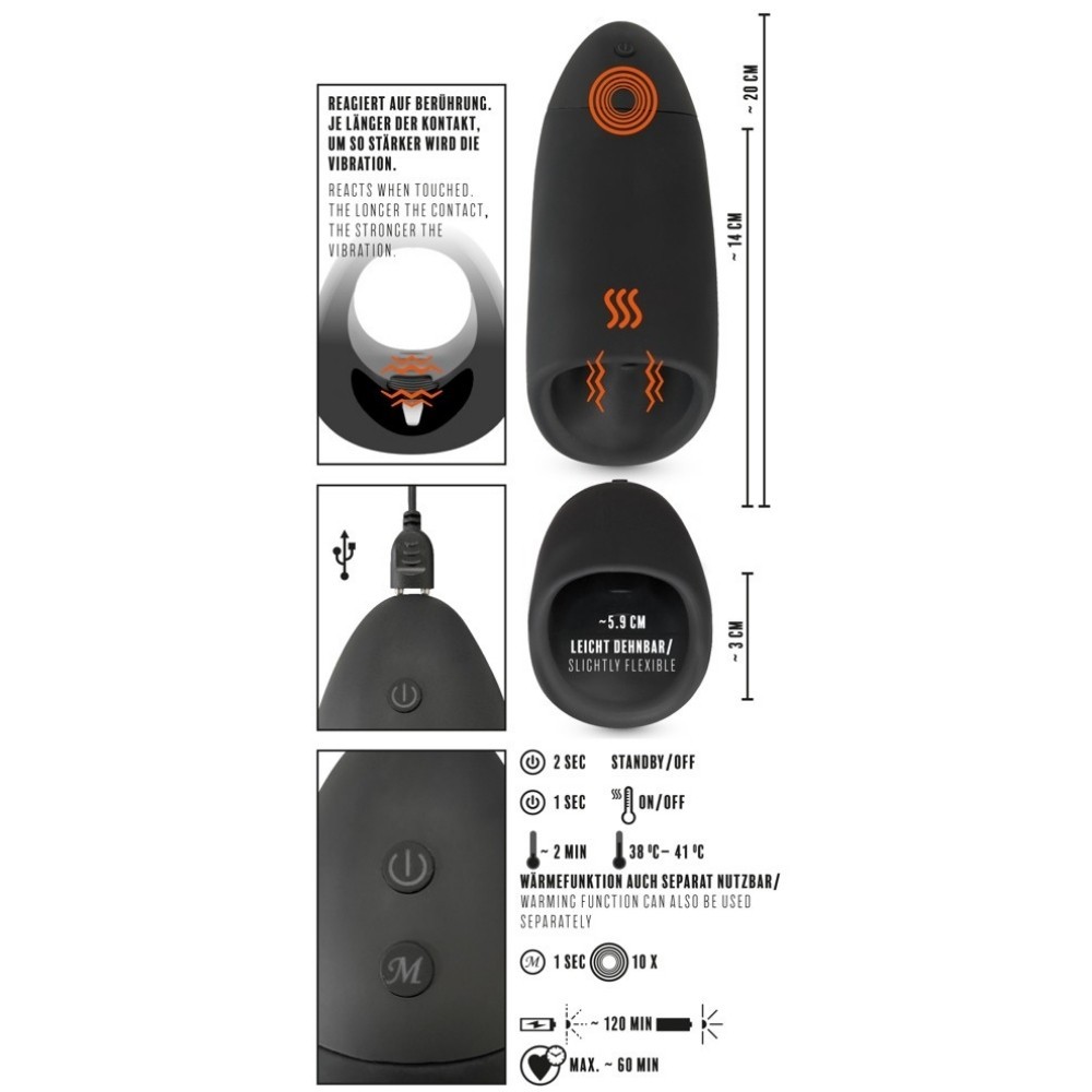 Rebel Men's Gear Masturbator with 3 Functions Silicone Masturbator