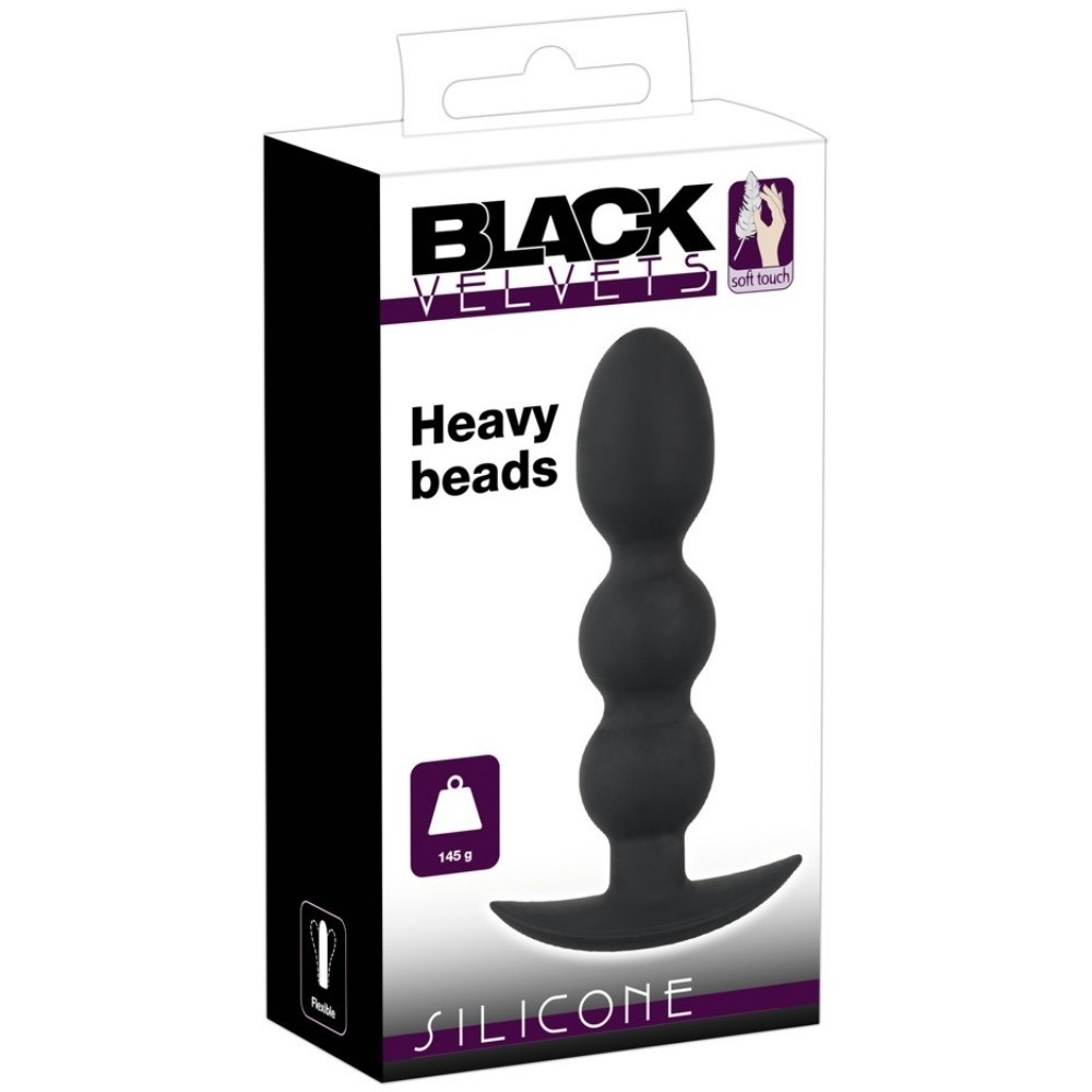 Black Velvets Heavy Beads Soft Touch Boğumlu Anal Plug