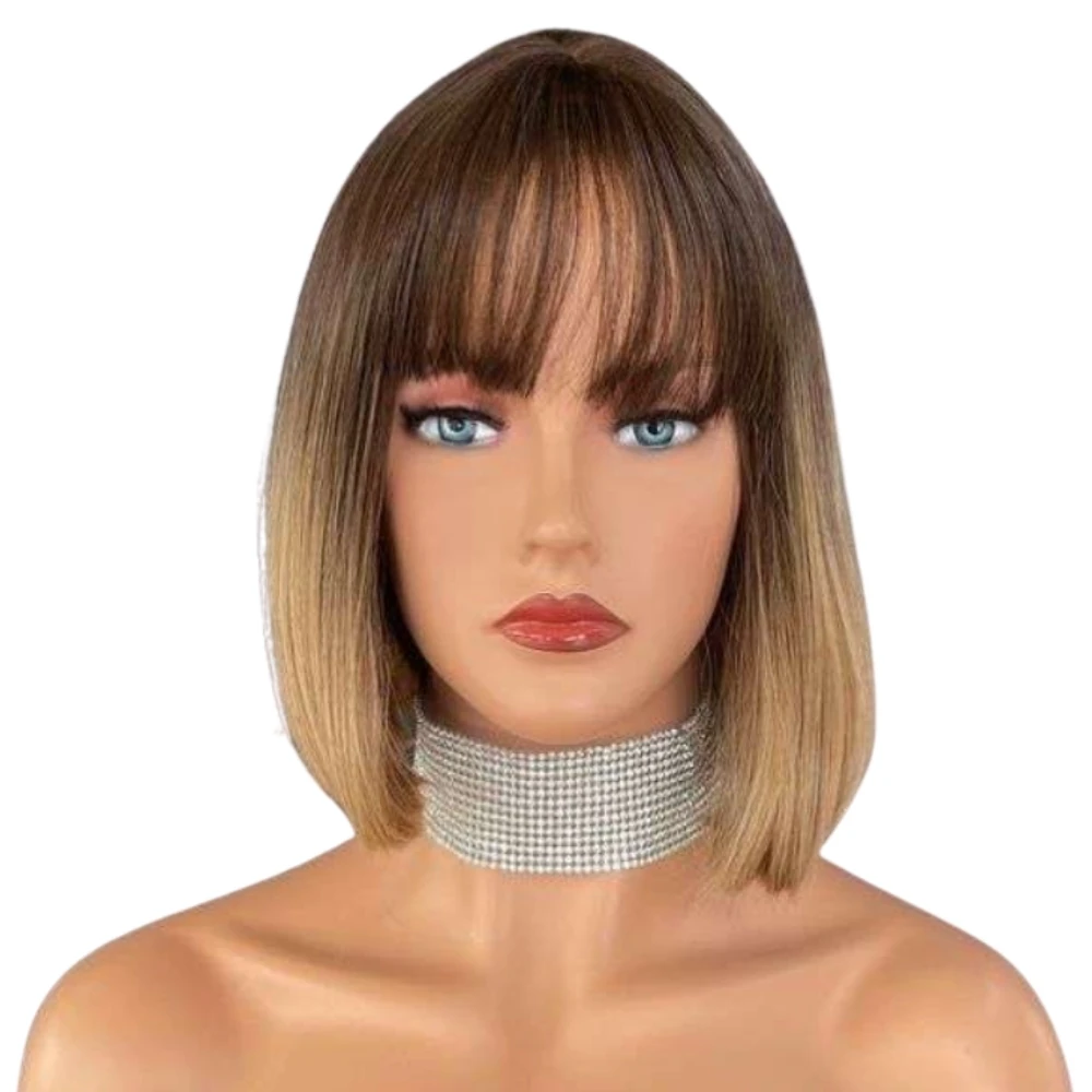 Başka Toupee Hair Kanekalon Fiber Kısa Küt Perçemli Peruk