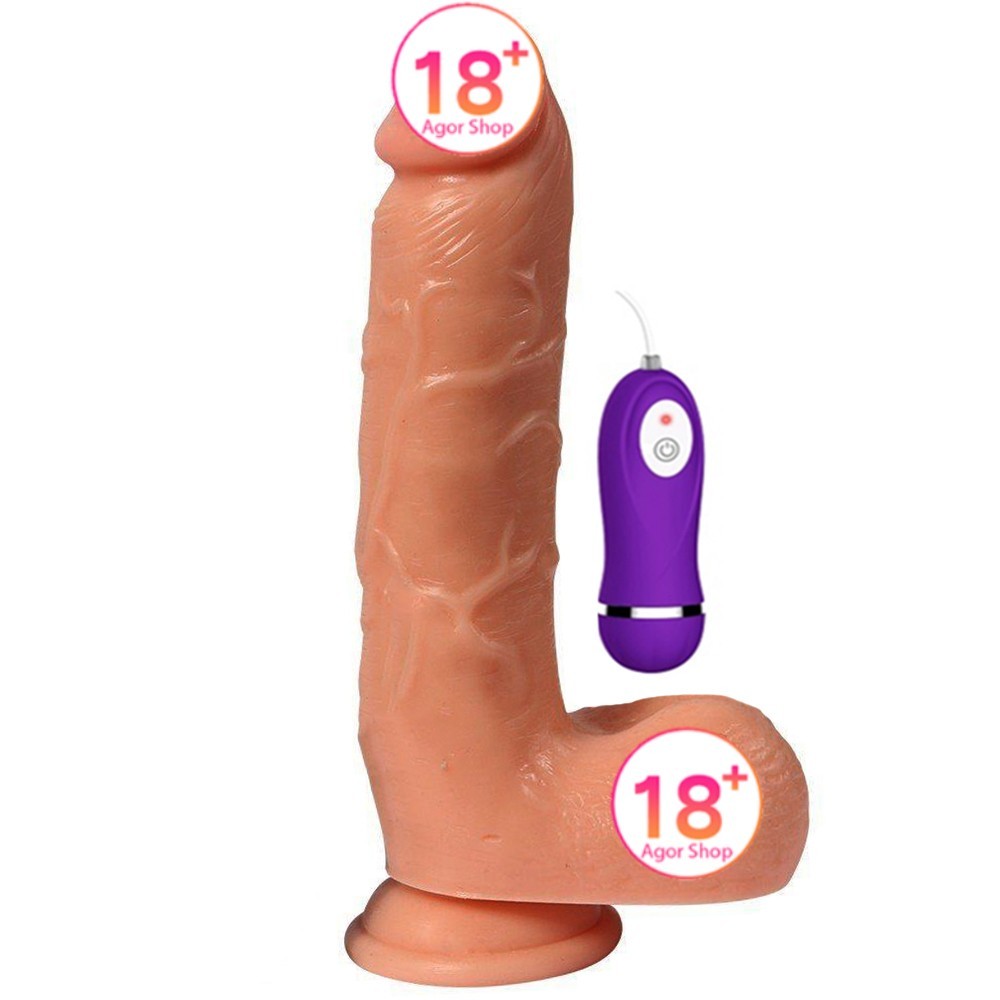 Shequ Adam Ruber Vibrating Dildo 21 cm Titreşimli Realistik Penis SQ-WBC10012-V