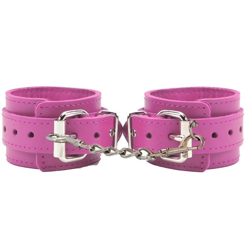 bAŞKa The Fetish Organic Leather Cuffs Hakiki Deri Fetiş Kelepçe-Pembe