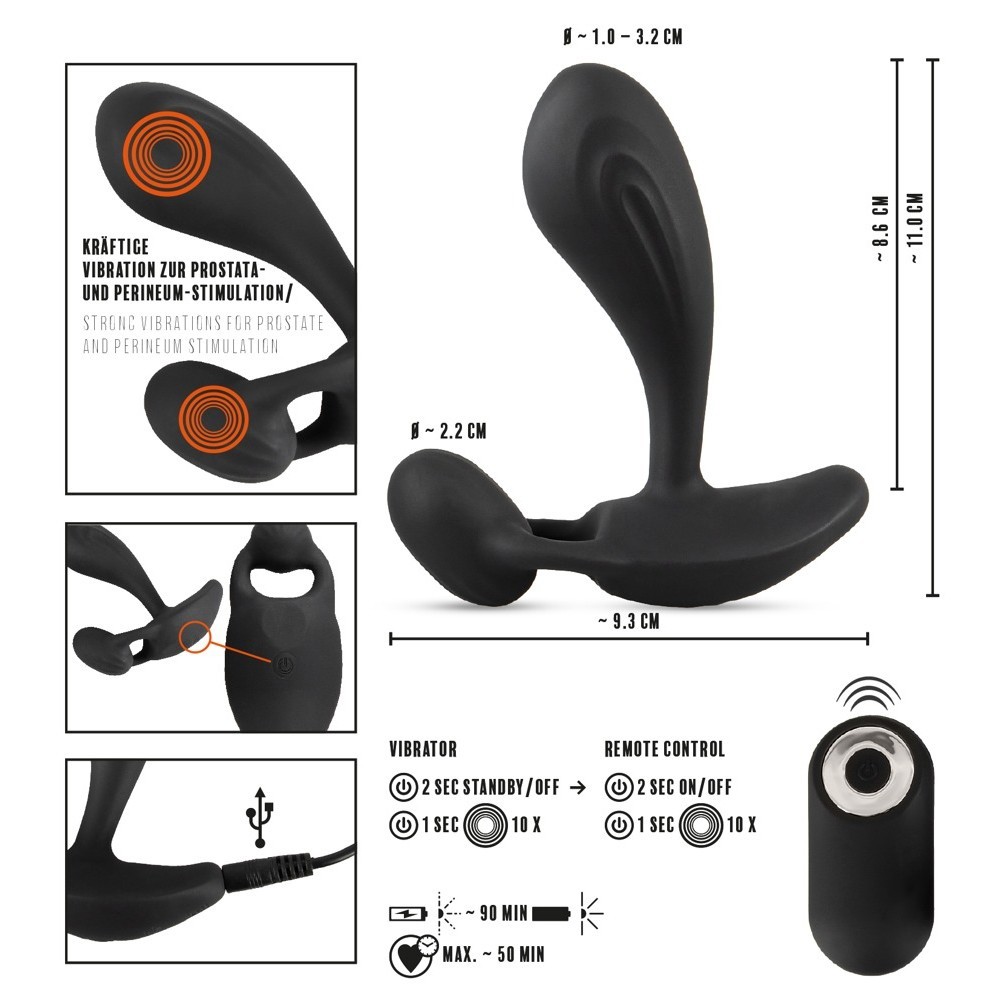 Rebel Men's Gear RC Two Spot Massager Uzaktan Kumanda Anal Vibratör
