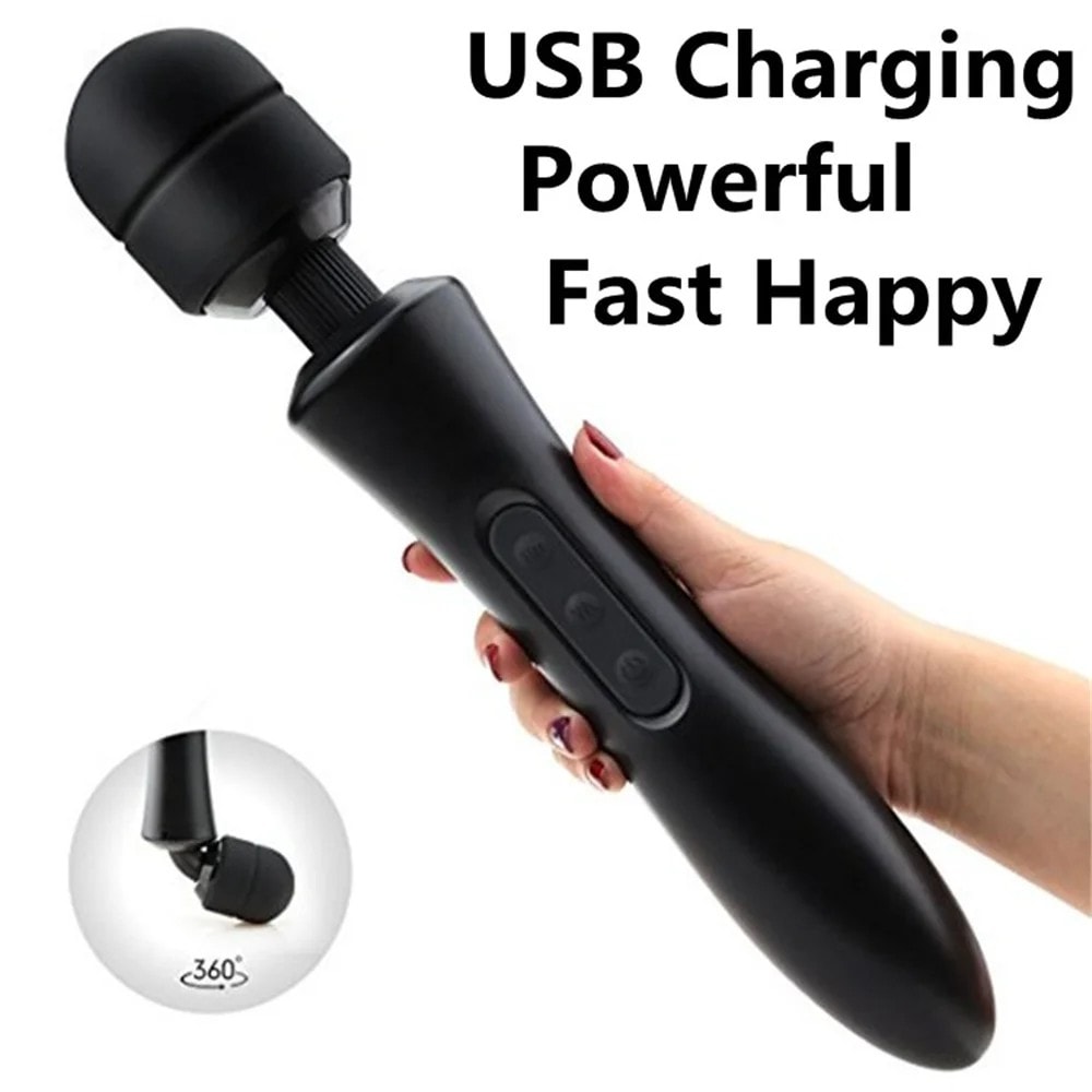 bAŞKa Magic Wand Double Massager Black Şarjlı Masaj Wand Vibratör