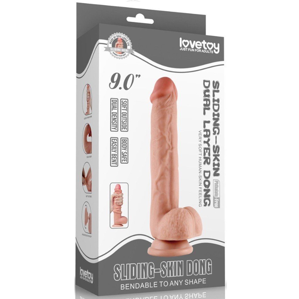 Lovetoy Sliding-Skin Dual Layered Dildo Deri Penetrasyon 23 cm Realistik Penis LV317004