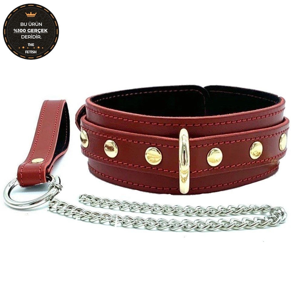 bAŞKa The Fetish Organic Leather Collar Fetiş Boyun Tasması-Kırmızı