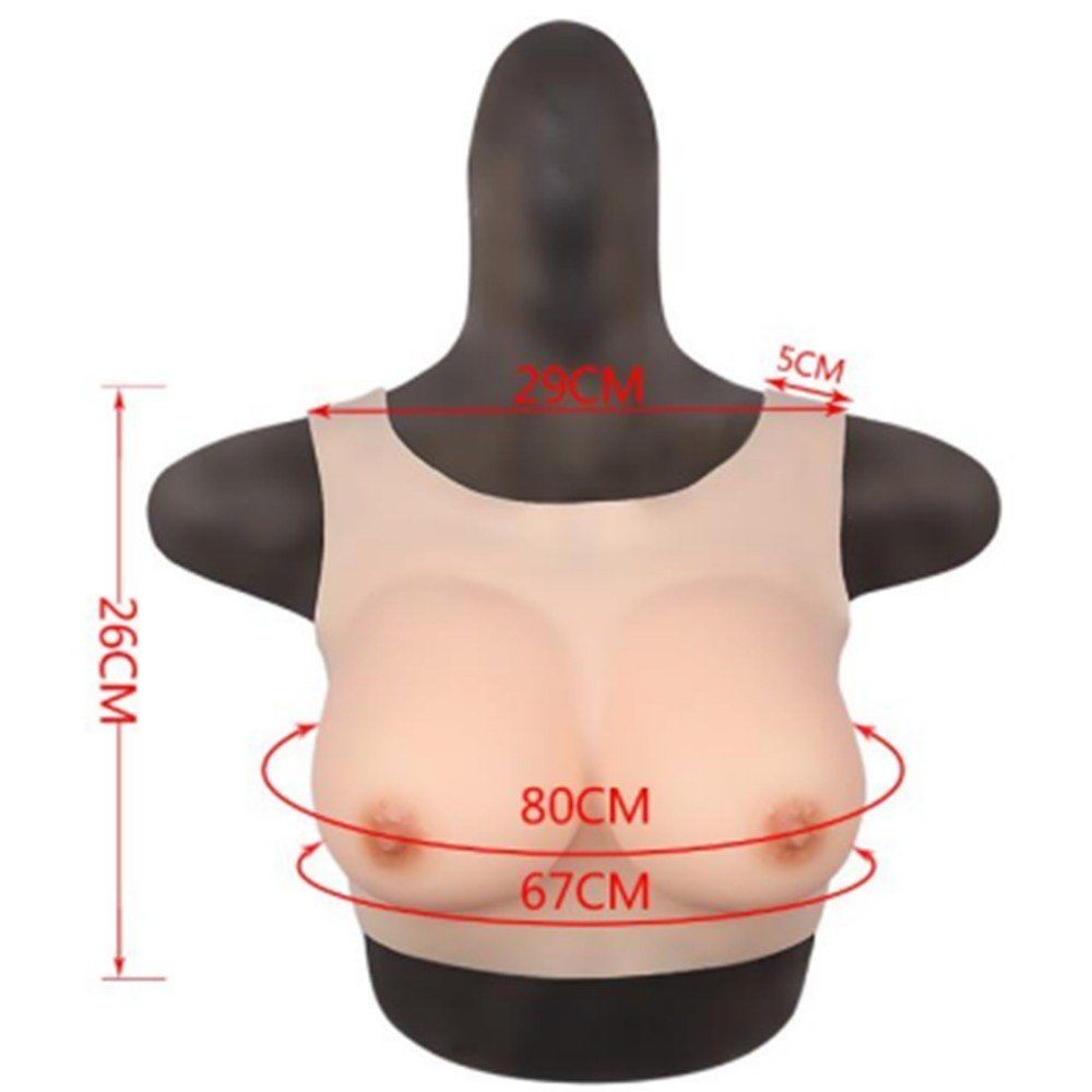 bAŞKa Bodysuit Crossdresser Brown Askılı Silikon Giyilebilir Göğüs Cup C