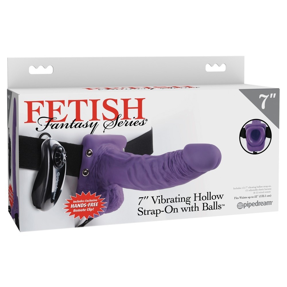 Pipedream Fetish Fantasy Series 7 Inch Vibrating Hollow Strap-On With Balls