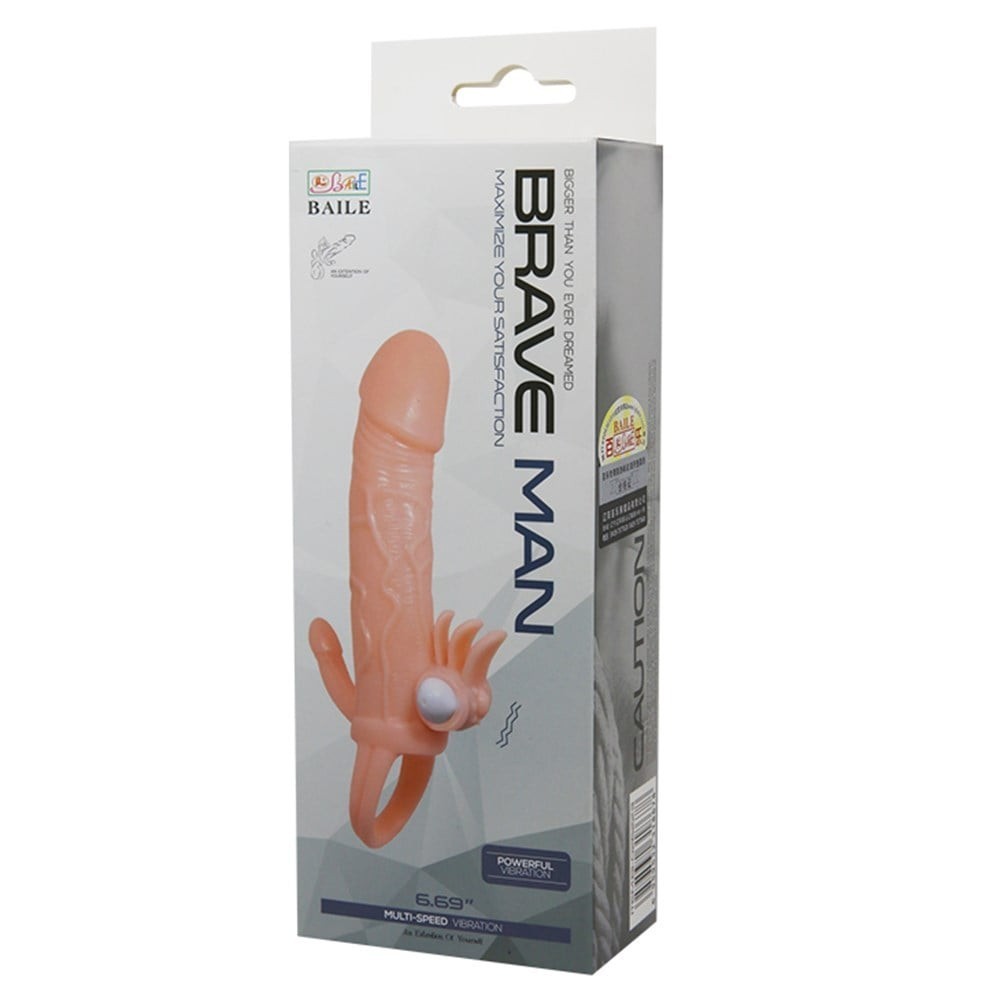 Baile Brave Man Penis Sleeve Klitoral ve Anal Uyarıcılı Titreşimli Penis Kılıfı B1207
