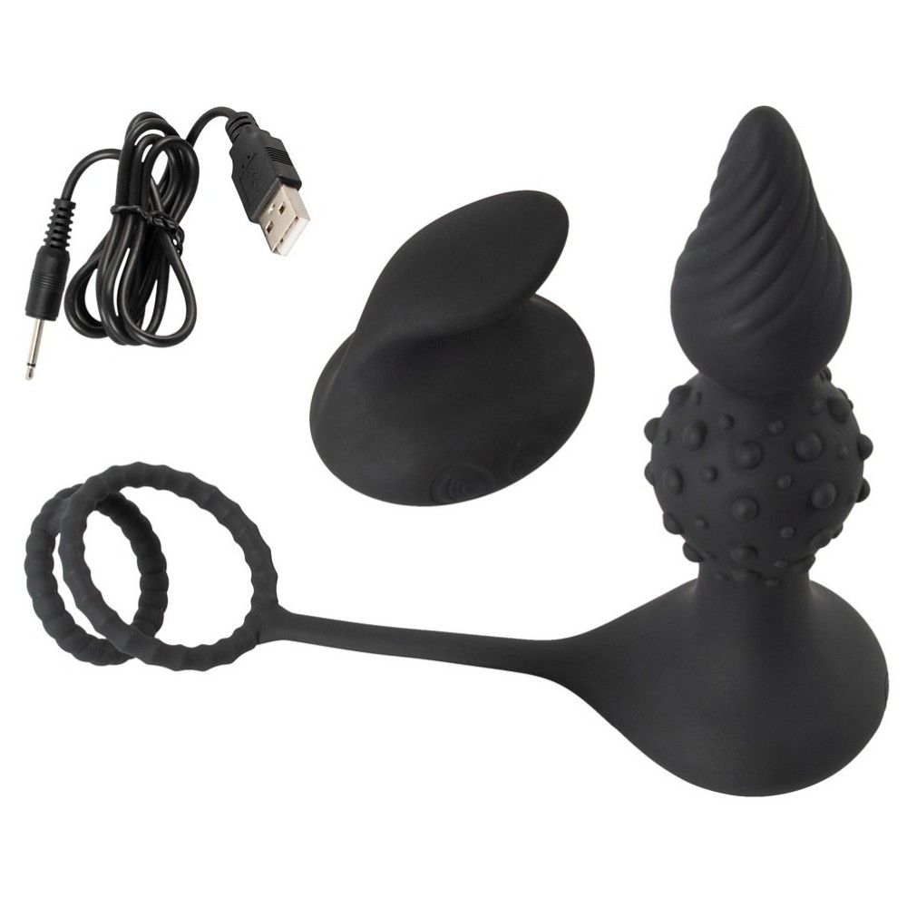 Rebel Men's Gear RC Butt Plug with Cock Ball Rings Anal Vibratör ve Penis Halkası