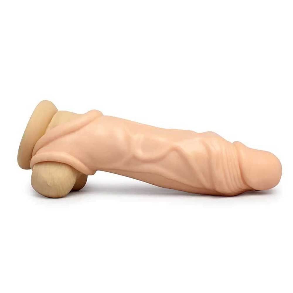 bAŞKa Softy Enlarger Penis Sleeve Gerçek Doku Testik Destekli Penis Kılıfı