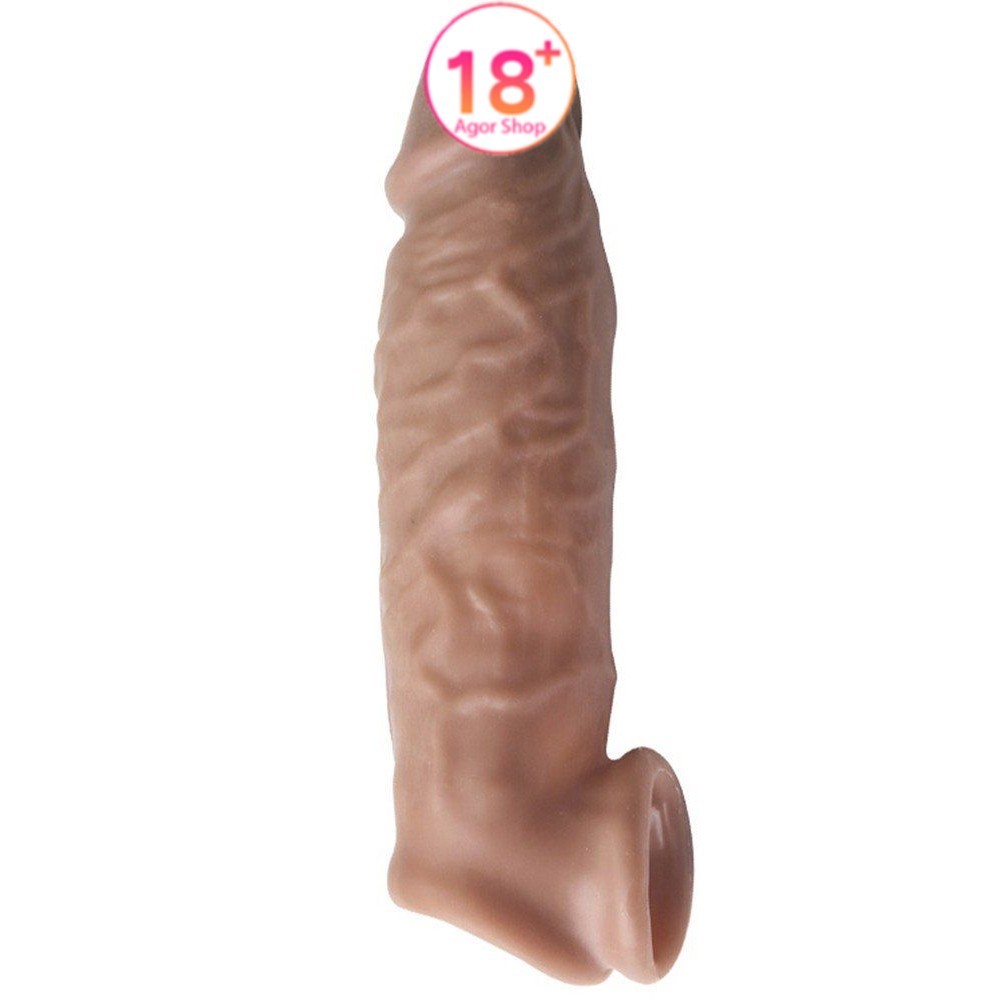 bAŞKa Mega Enlarger Penis Sleeve Gerçek Doku Testik Destekli Penis Kılıfı