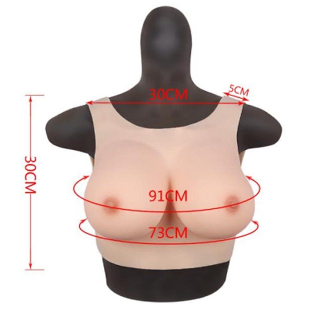 bAŞKa Bodysuit Crossdresser Giyilebilir Askılı Silikon Göğüs Cup E