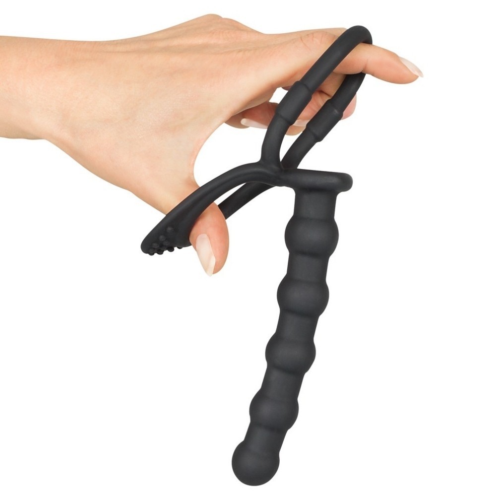 Black Velvets Cock Ball Ring Penis Halkası ve Anal Dildo