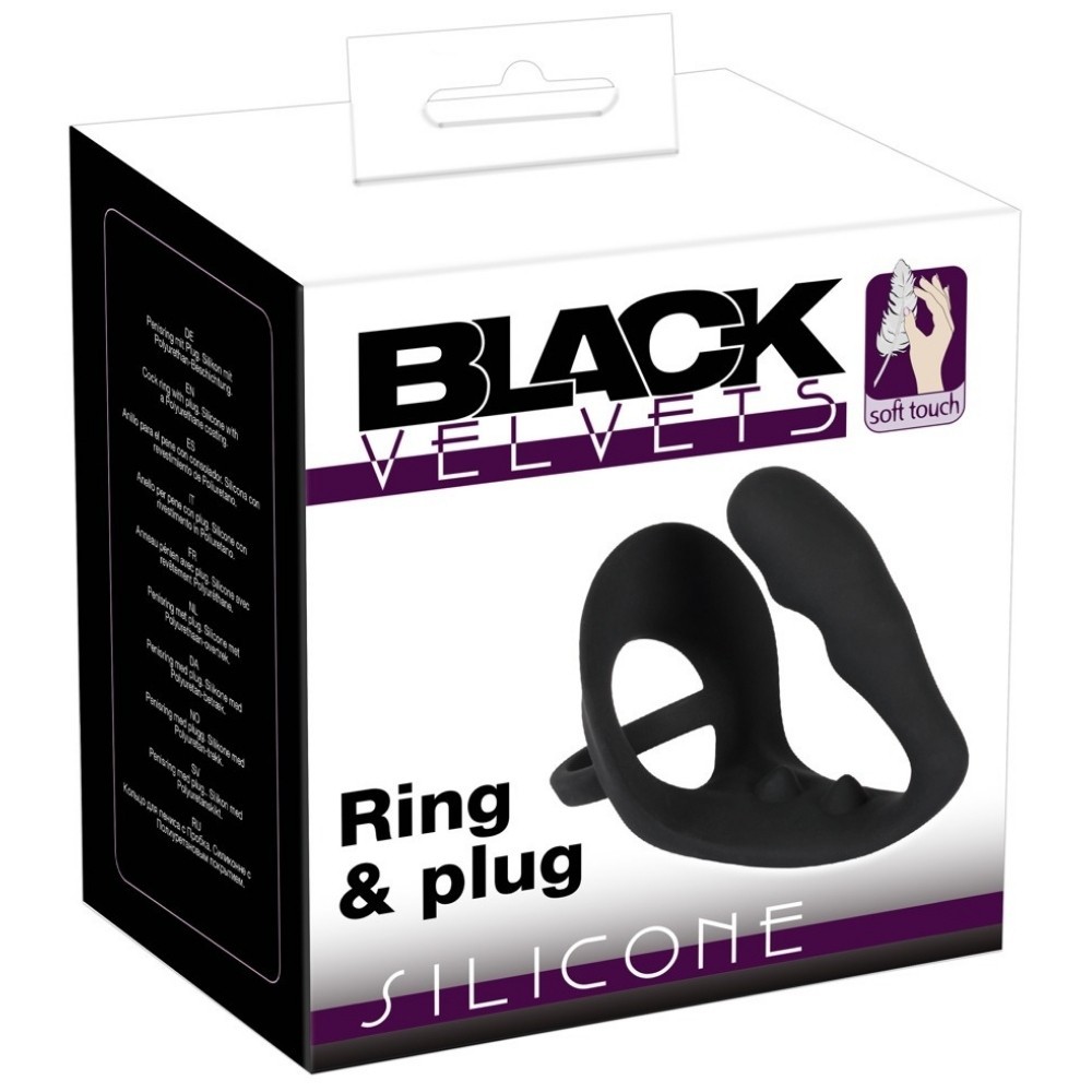 Black Velvets Ring ve Plug Soft Touch Penis Halkası ve Anal Plug